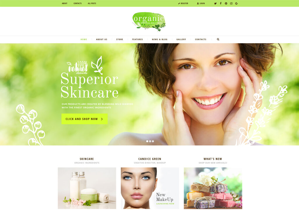 Magasin Bio & Beauté | Thème WordPress pour magasin de beauté et cosmétiques naturels