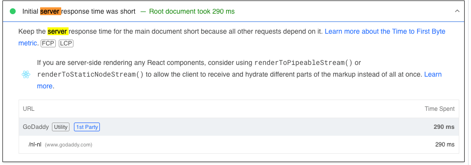 Temps de réponse du serveur Godaddy