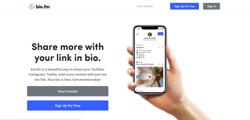 Bio.fm: Linktree Alternative Platform