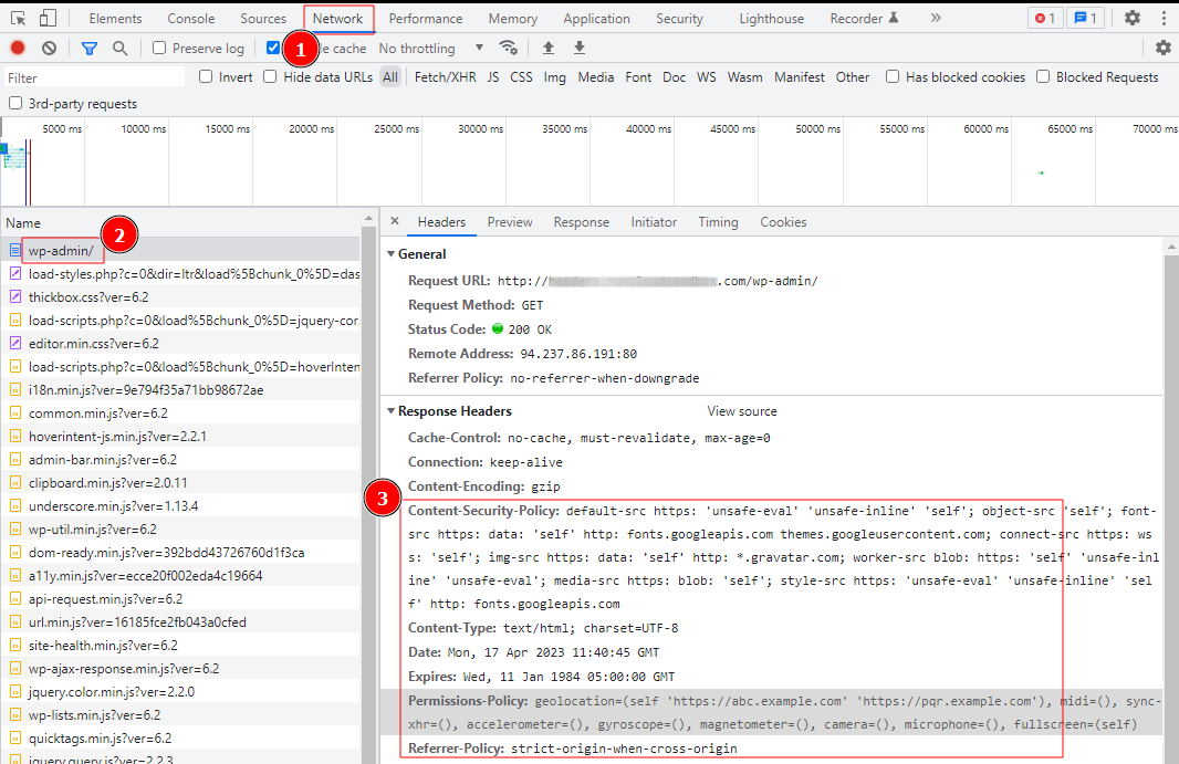 แท็บเครือข่าย Chrome DevTools