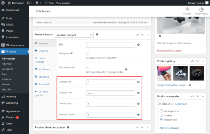 ตัวเลือกการเพิ่มจำนวนในหน้าผลิตภัณฑ์ WooCommerce