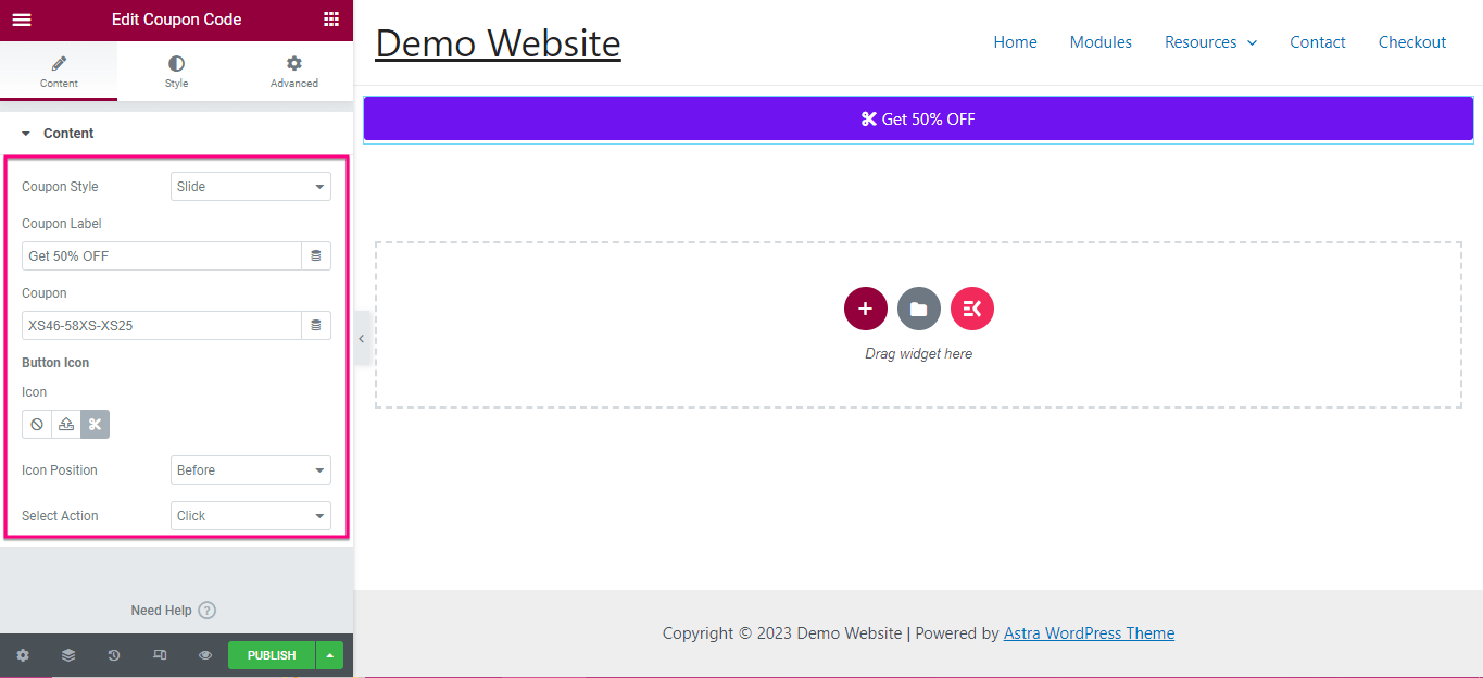 ElementsKitを使用してクーポンコードを設定する