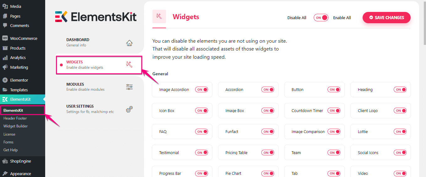 Web sitenize kupon kodu eklemek için ElementsKit widget'ını etkinleştirin