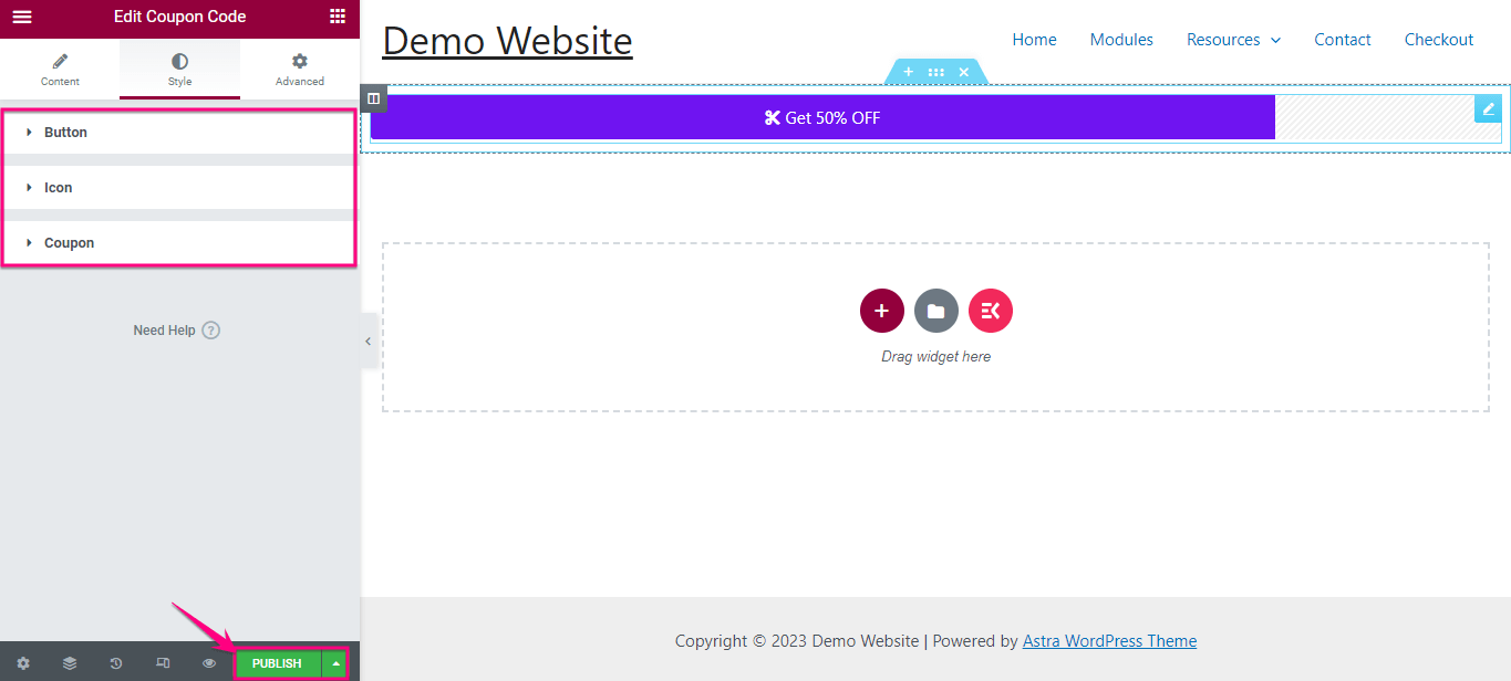 Luncurkan kupon untuk situs web