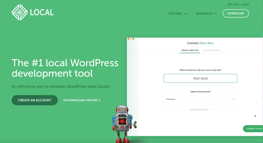 localwp home page dello strumento di sviluppo locale di wordpress