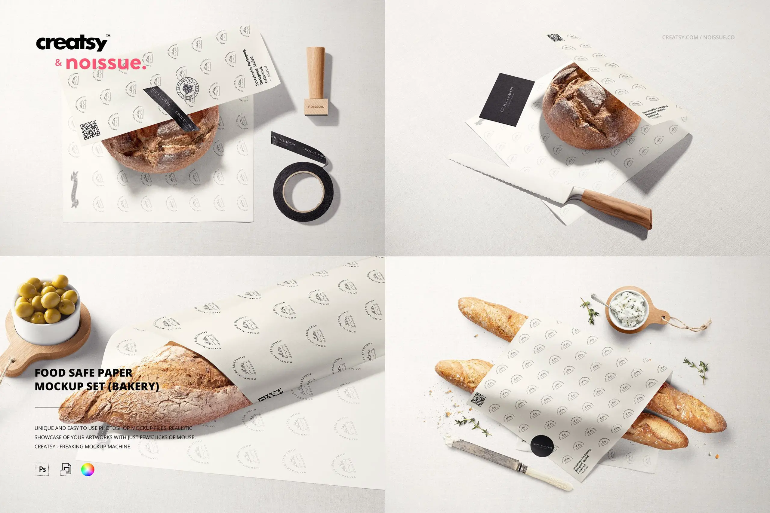 Noissue Food Safe Kağıt Mockup Seti -