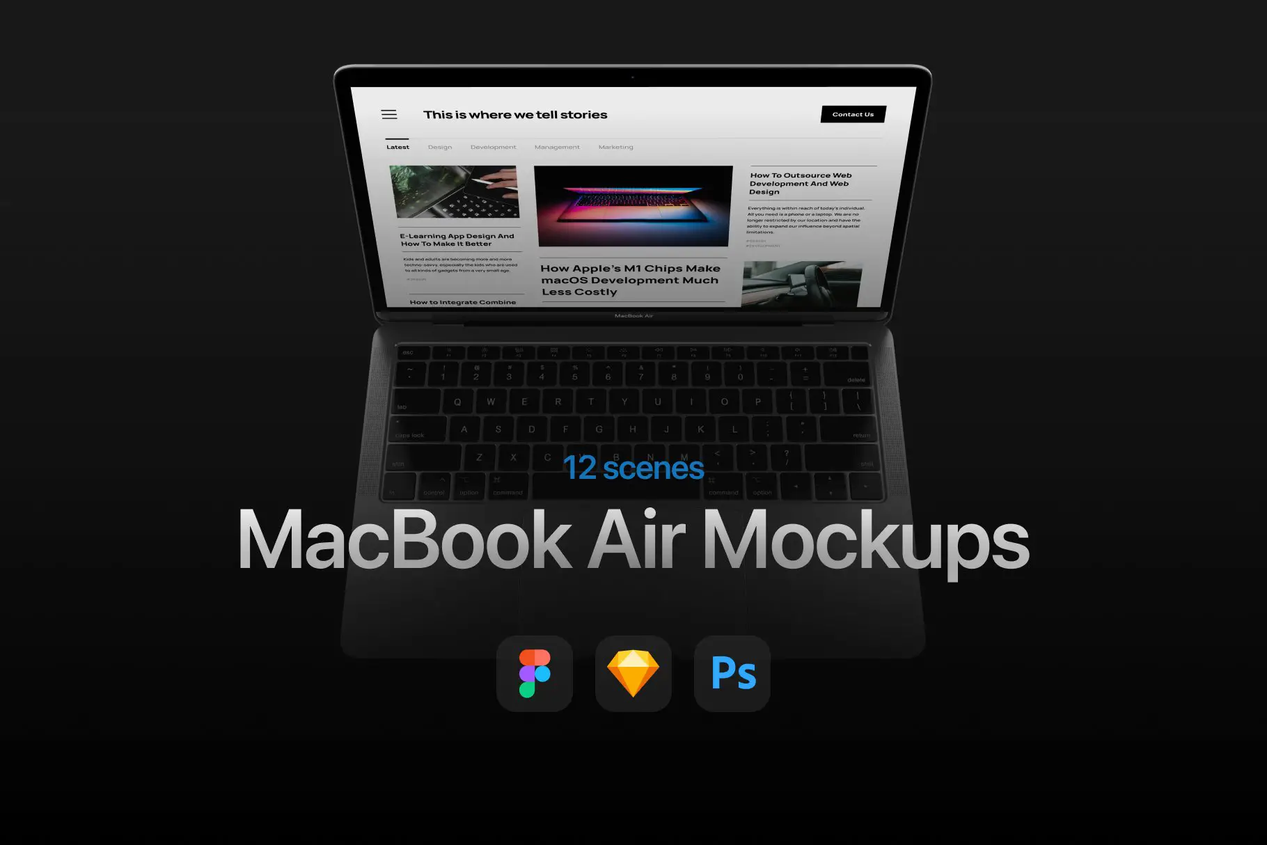 12가지 가장 인기 있는 MacBook Air 목업 -