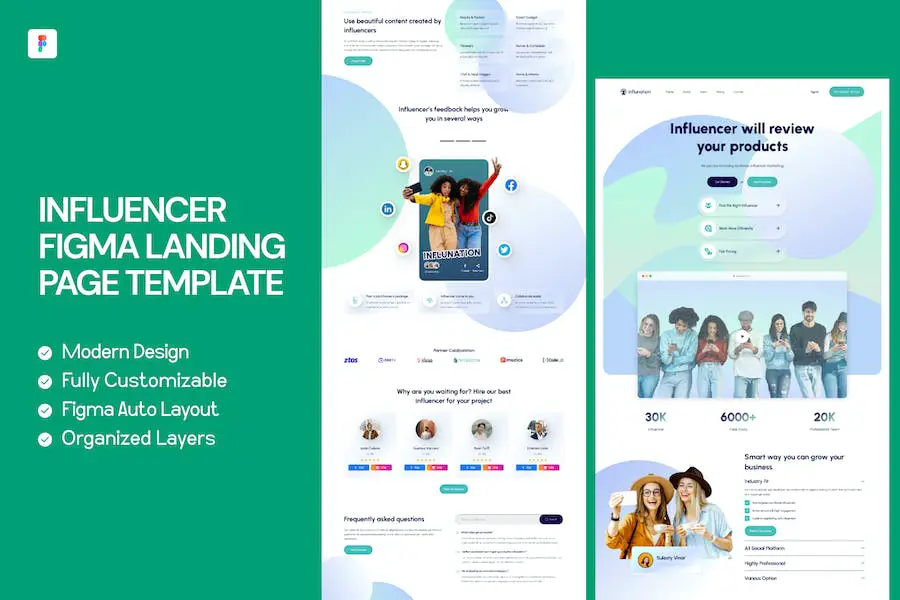 인플루언서 Figma 랜딩 페이지 템플릿 -