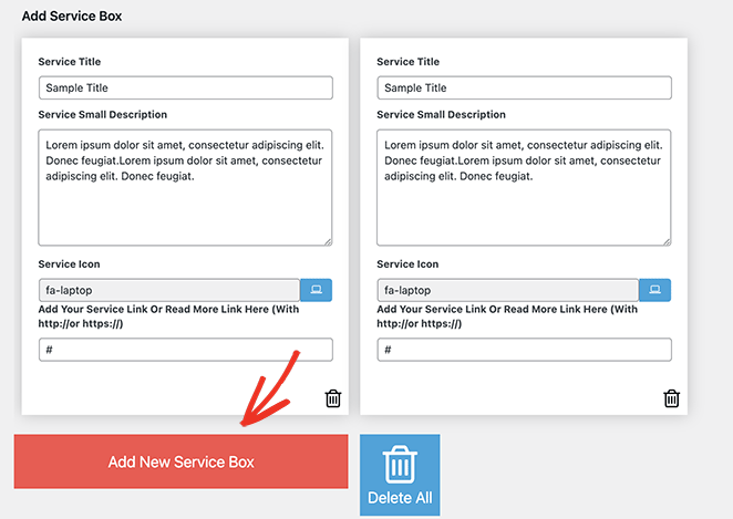 Add more service boxes to WordPress