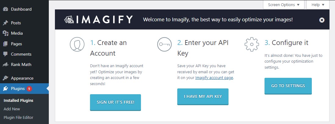 Imagify Регистрация и запрос API