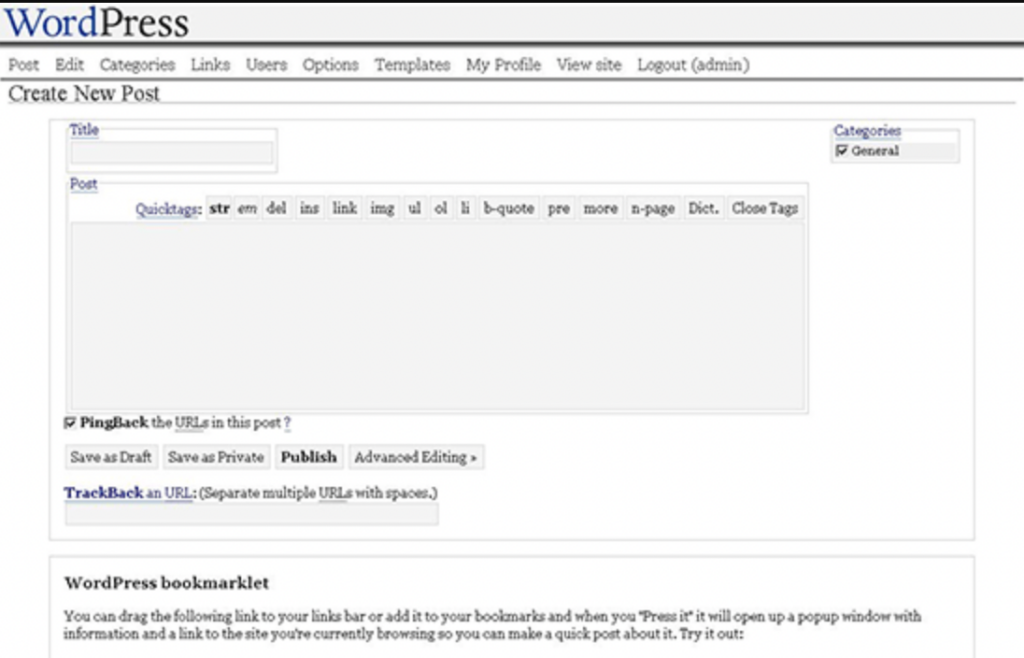 WordPress 1.0.0 تحديث