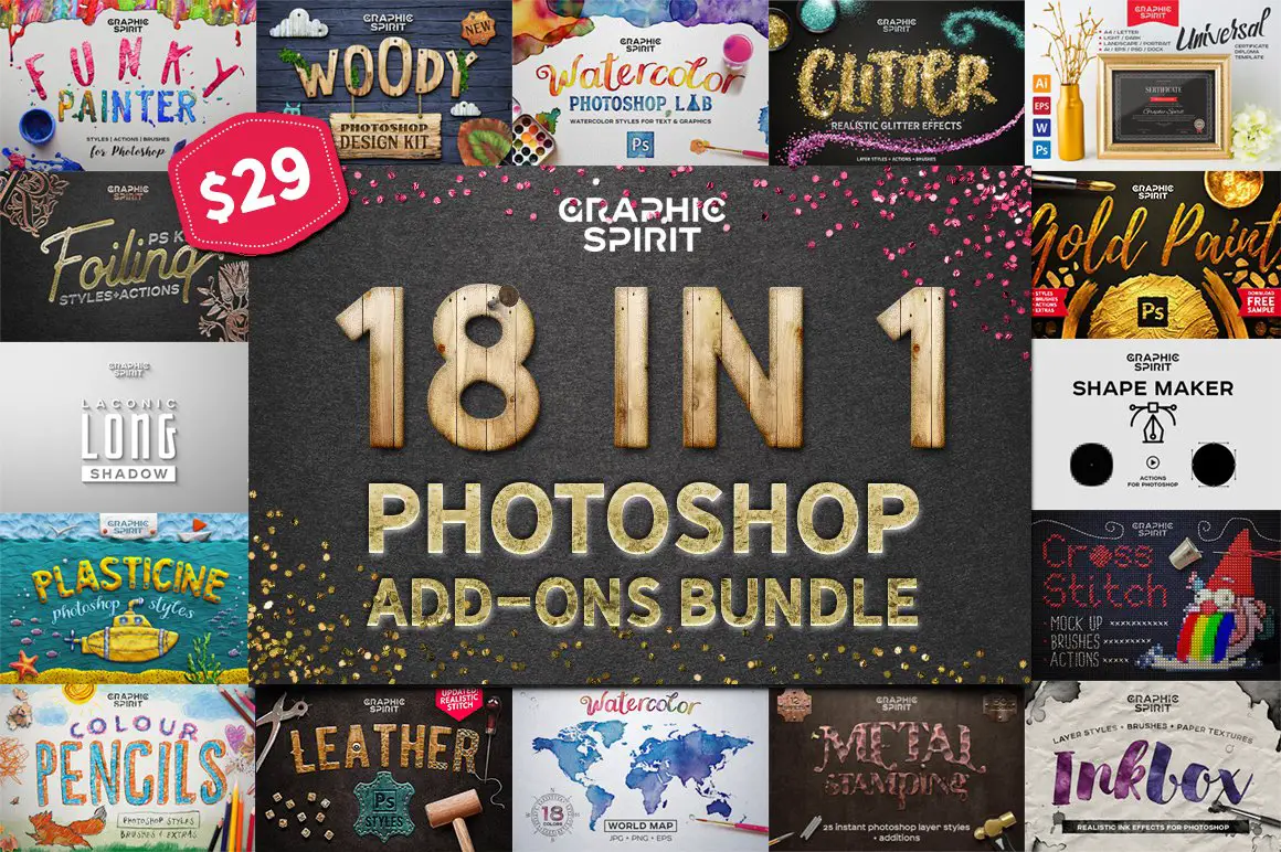 VÂNZARE pachet Photoshop 18 ÎN 1 -