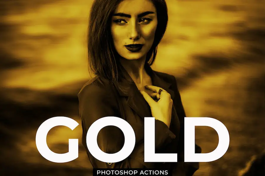 Acciones de Photoshop con efecto dorado -