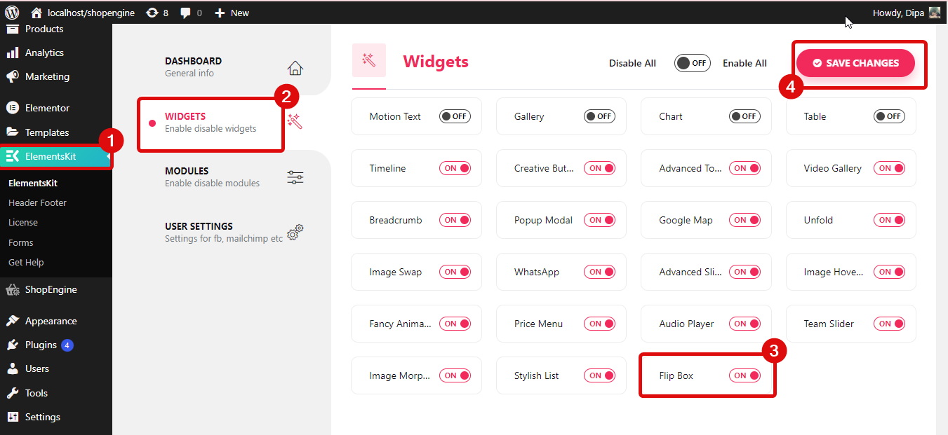 เปิดใช้งานวิดเจ็ต flip box ของ elementkit - วิธีสร้าง Flipbox Overlays และ Hovers ใน WordPress