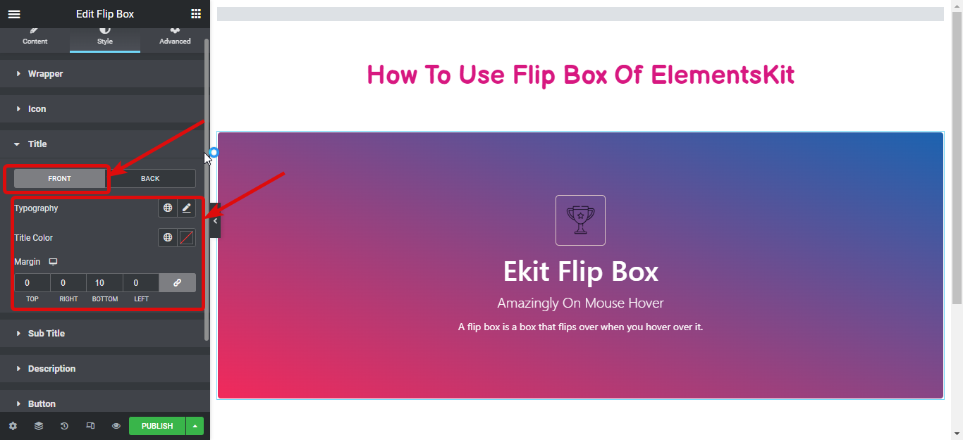 การตั้งค่ากล่องพลิกสไตล์ชื่อเรื่อง - วิธีสร้างการซ้อนทับ Flipbox และโฮเวอร์ใน WordPress