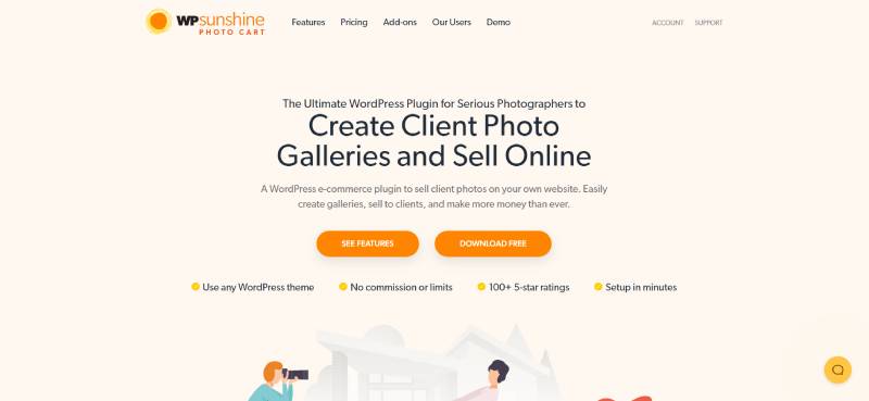 sunshine photo cart wordpress plugin for photographers 主頁截圖