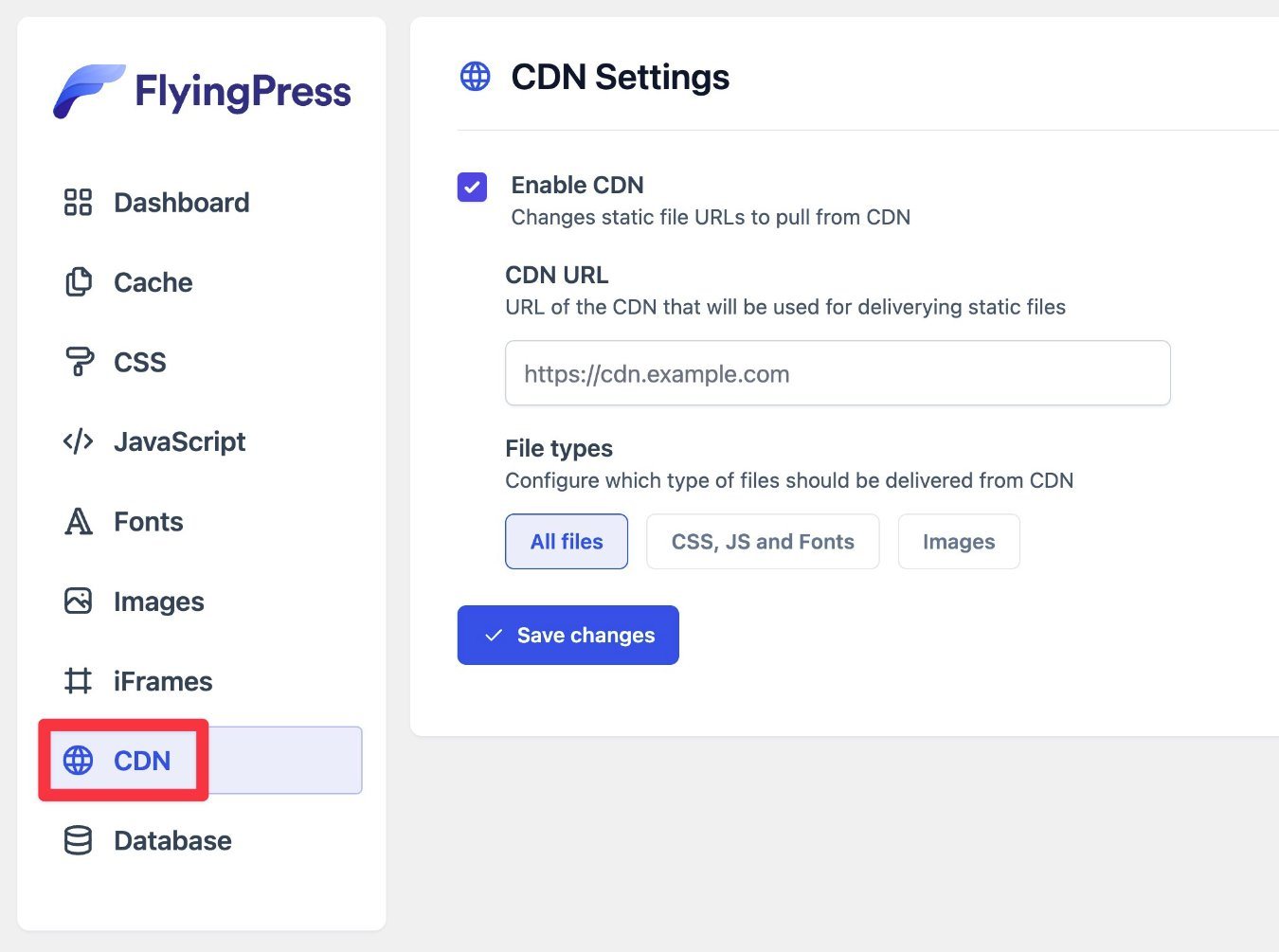 FlyingPress CDN 옵션