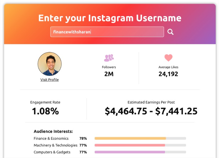 Central de influenciadores do Instagram