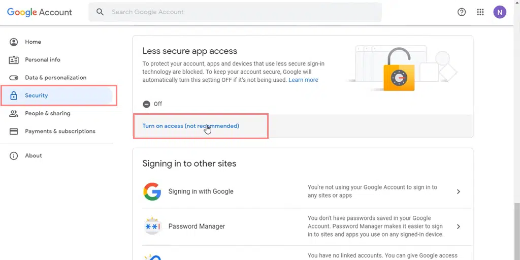 Less Secure App Access