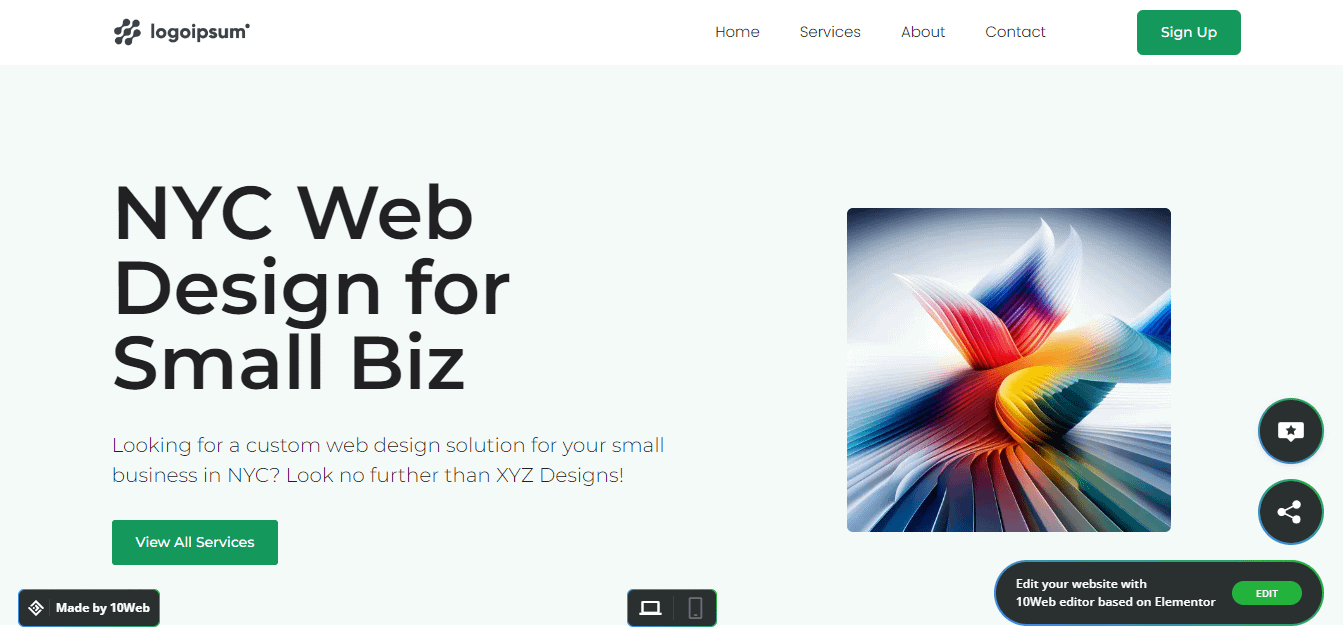 10Web AI web sitesi oluşturucularından bir web sitesi.