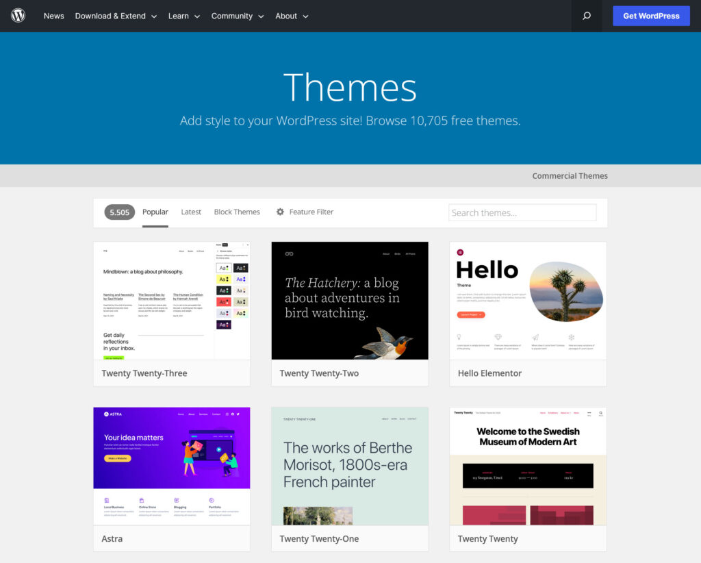 WordPress-Themes-Verzeichnis April 2023