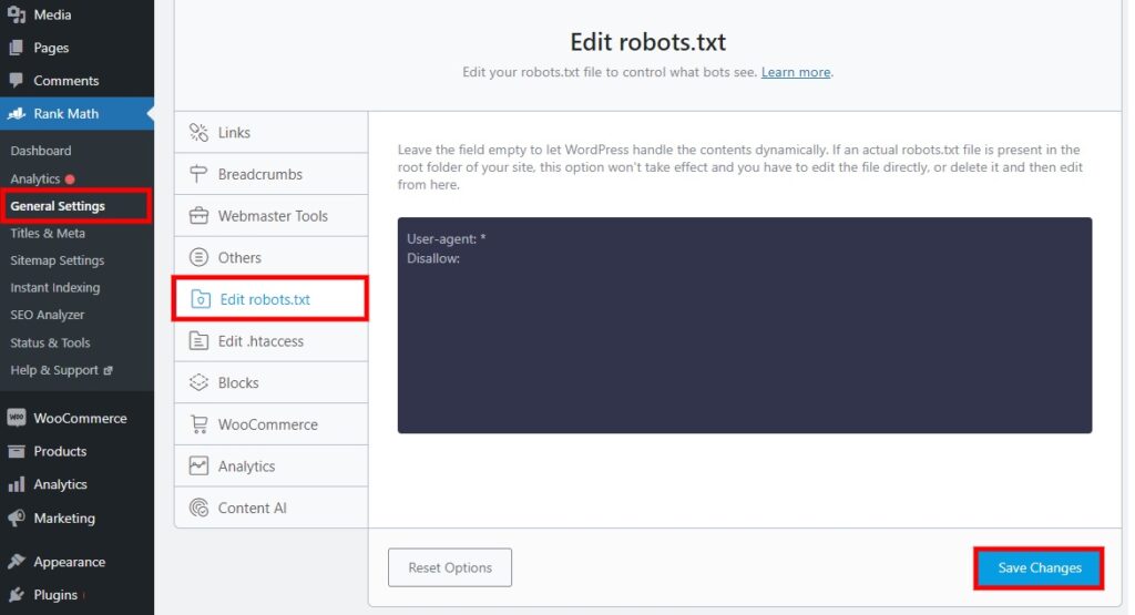 classer le fichier d'édition mathématique supprimer robots.txt de wordpress