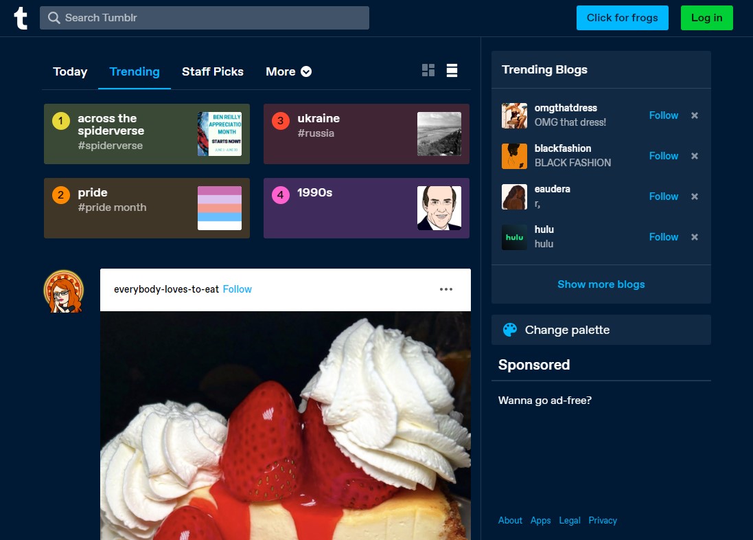 Sito di microblogging e social network di Tumblr