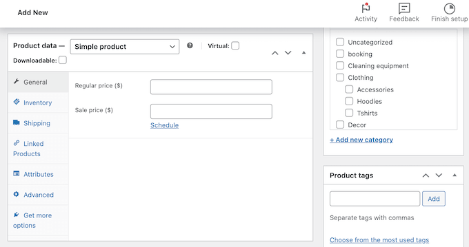 Adding product data to WooCommerce