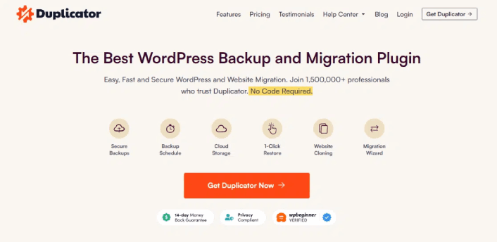 Plugin duplicador de backup do WordPress