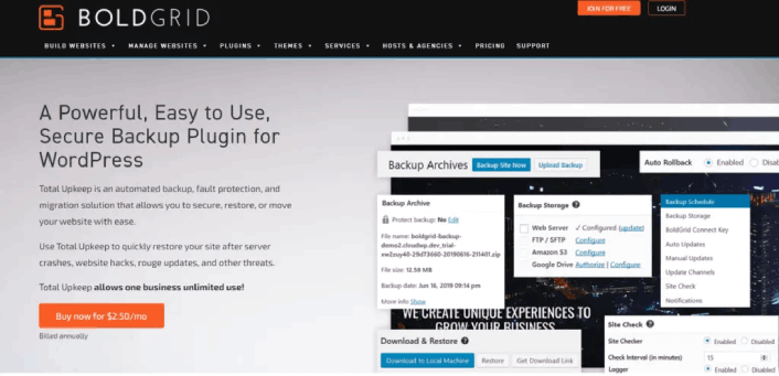 Plug-in de sauvegarde WordPRess Total Upkeep