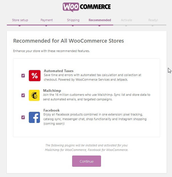 أوصت WooCommerce البرنامج المساعد jetpack