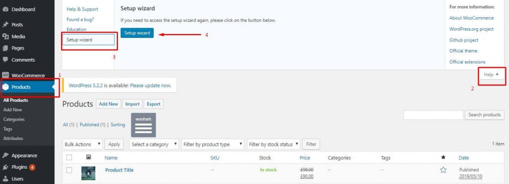 قم بإرجاع معالج إعداد WooCommerce