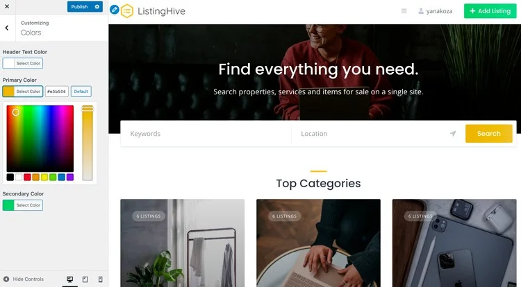 ปรับแต่ง ListingHive ซึ่งเป็นธีมไดเร็กทอรี WordPress ฟรี