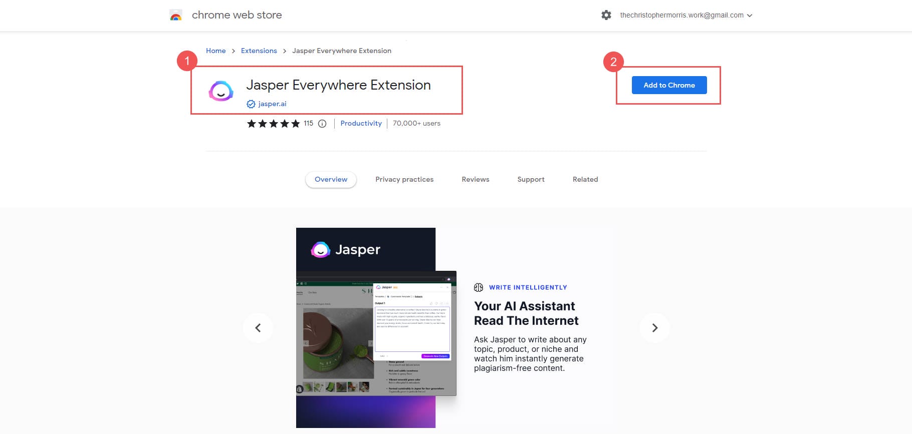 Extension Jasper Chrome - Étapes 1-2