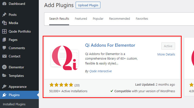 Install Qi addons for Elementor