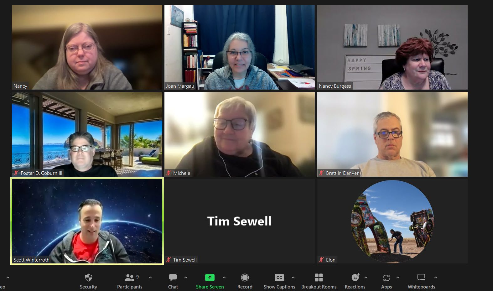 screenshot di diverse persone che partecipano al meetup virtuale Divi Chicago