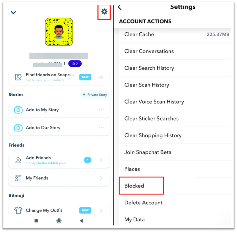 Desbloquear alguém no Snapchat