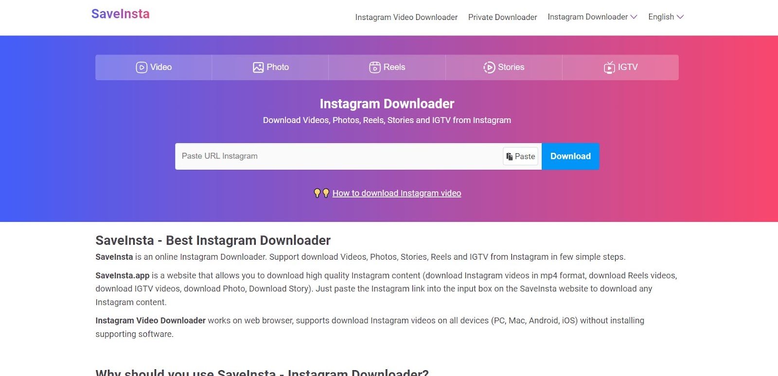 Saveinsta: Instagram Video Downloader