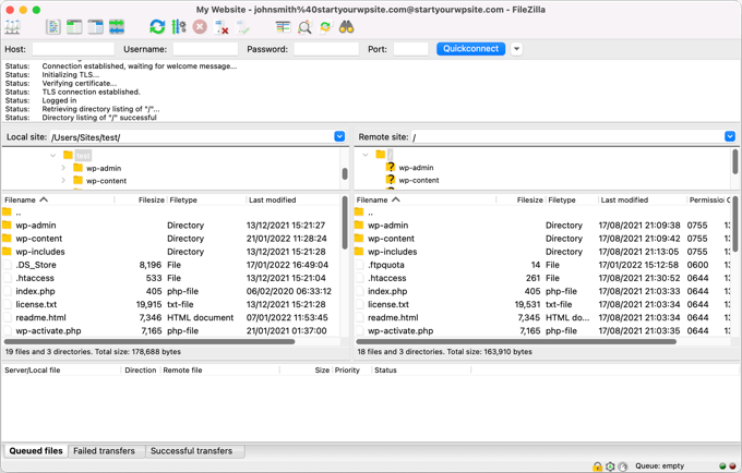 View the root directory in FTP