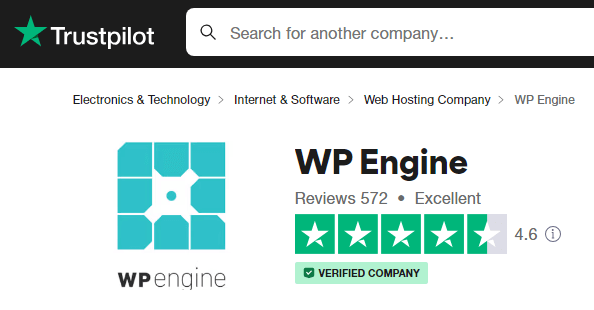 Рейтинги WP Engine Trustpilot