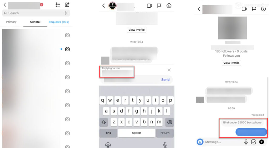 Répondre à un message sur l'application Instagram