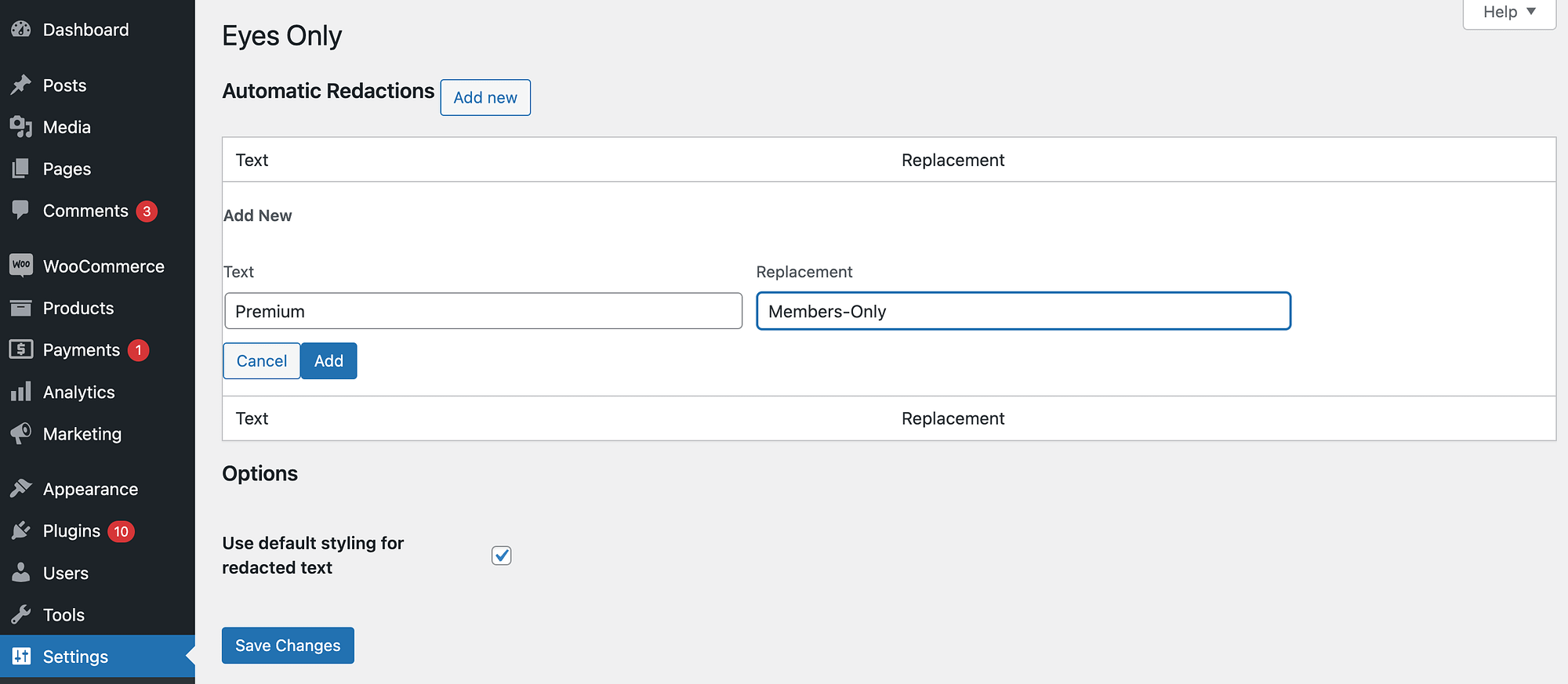 Menambahkan teks yang disunting otomatis di WordPress.