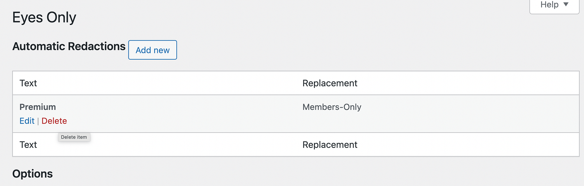 Eliminación de texto redactado automáticamente en la configuración de WordPress.