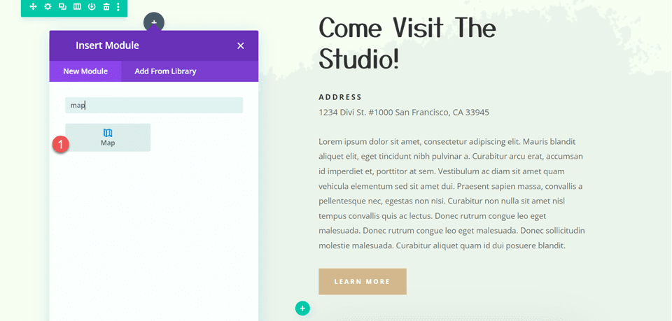 Divi Tambahkan Modul Peta Lengket Tambahkan Modul Peta