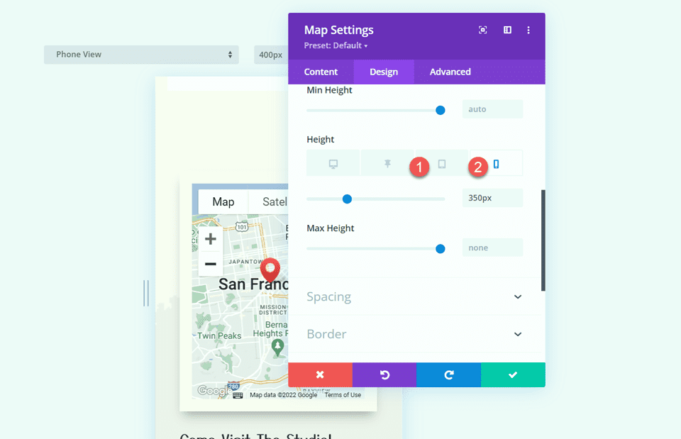 Divi fügt mobile Höhe des Sticky Map-Moduls hinzu