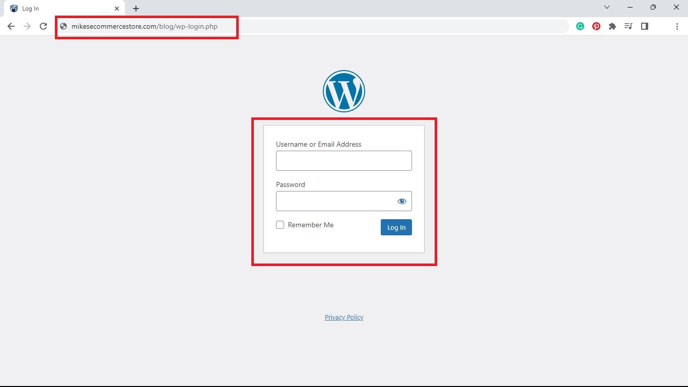 come entrare nella dashboard di wordpress in una sottodirectory