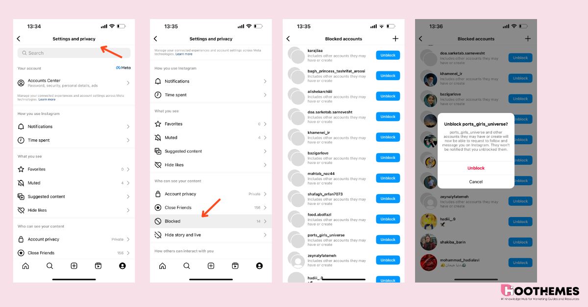 Como Desbloquear Alguém no Instagram no Menu de Configurações