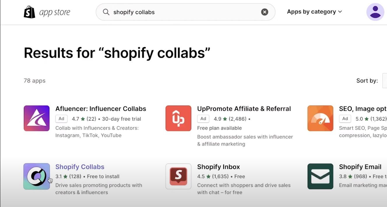 Shopify 콜라보 검색