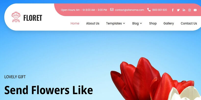 Floret-Best-Florist-and-Flower-Shop-WordPress-Themes. أفضل بائع زهور وزهور لمتجر ورد بريس