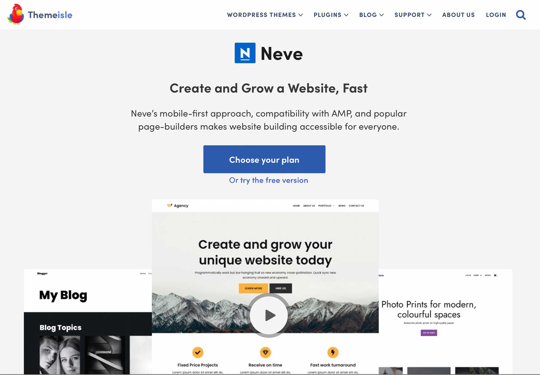 Neve أسرع مواضيع WordPress